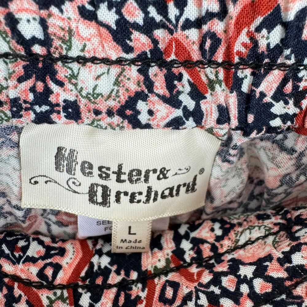 Hester & Orchard Colorful Patterned Lightweight Rayon Drawstring Casual Pants L - Picture 4 of 6